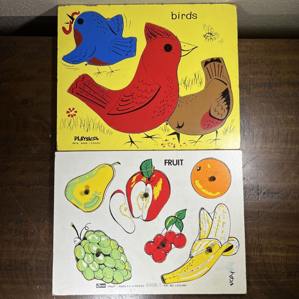 Vintage Lot of 2 Playskool /Connor  Wooden Puzzles